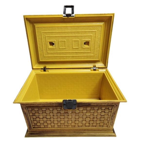 Lerner Plastic Basket Weave Plastic Hinged Sewing Storage Box Greenish Yellow - Picture 3 of 9